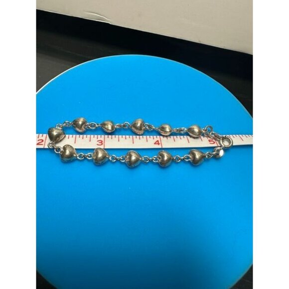 VTG Sterling Silver Heart-shaped Link Bracelet 7 grams - Picture 3 of 4